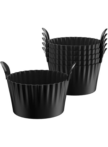 Excefore Ramekins for Air Fryer, Pack of 6 Air Fryer Egg Mould, Large Muffin Cases for Air Fryer, Silicone Egg Poacher, Air Fryer Accessories, Black