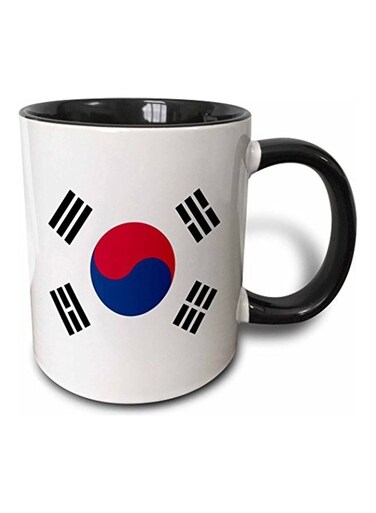 South Korea Mug Flag Printed Coffee Mug Black/White/Red