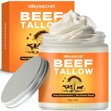 Beef Tallow for Face &amp; Body (4 Oz), Grass-Fed Beef Tallow &amp; Raw Wild Honey Blend, Deep Nourishing Tallow Balm for All Skin Types