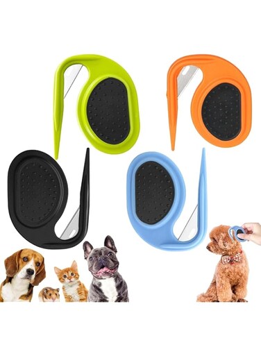Dog Combs,Pet Dematting Tool, Knotting Comb for Dog Dematting Tool for Cat Pet Dematting Comb, Cats Pet Open Knot Comb, Pet Grooming Tool, Letter Opener, Wrapping Paper Cutter(4 Pcs Mix Color)
