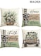 Home Pillow Covers , Home Farmhouse Eucalyptus Leaves Throw Pillow Covers , 45 x 45 cm , Truck Stripes Buffalo Plaid Cushion Case Decorations Set of 4 , Linen material, skin friendly and soft, breathable and comfortable .