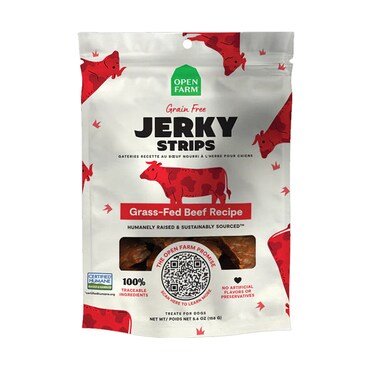 Open Farm Grain Free Jerky Strips Grass-Fed Beef Dog Treat 158G
