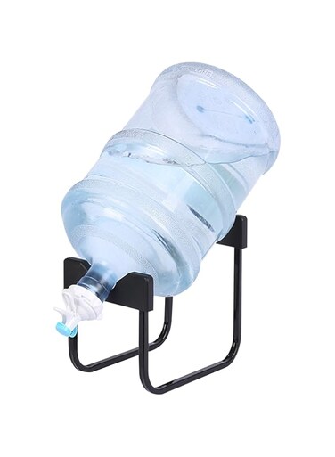 DAYONG Metal Water Container Stand with Water Valve, 3-5 Gallon Water Jug Drink Dispenser Rack Water Jug Holder, Non-Slip Drinking Water Cooler Rack for Home, Countertop, Office (Black)