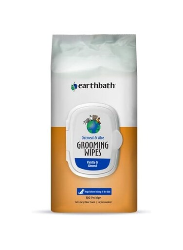 Earthbath Grooming Wipes Oatmeal &amp; Aloe Vanilla and Almond - 100pcs Pet Wipes