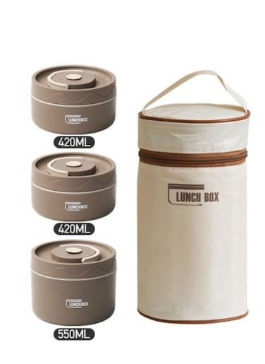 Microwaveable Thermal Lunch Box, Portable Insulated Lunch Containers With Bag, Kids, Set of 3 Tier Insulated Bento Boxes