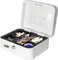 Rubik Medium Cash Box with Tray and Lock Durable Portable Steel Money Box (20x16x9cm, White)