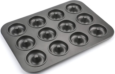 Nonstick Donut Baking Pan &ndash; 12-Cavity Premium Carbon Steel Donut Mold Tray &ndash; Easy Release &amp; Dishwasher Safe &ndash; Perfect for Baked Doughnuts, Bagels &amp; More &ndash; Ideal for Oven Baking at Home&rdquo;