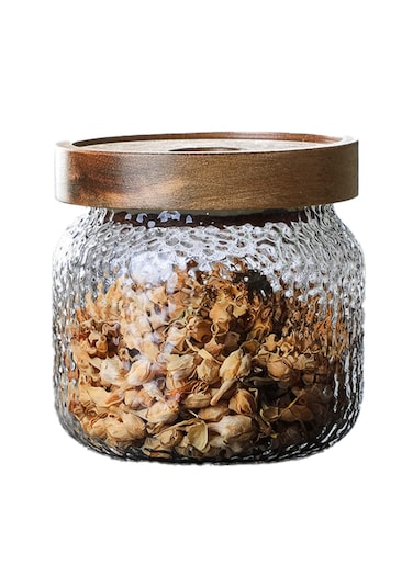 Glass Storage Jar, Glass Jar with Bamboo Lid 300ML(10 OZ), Kitchen Containers Decorative Jar Airtight Glass Jars, Anti-Slip Food Storage Container, for Tea Coffee Bean Sugar Candy Cookie Spice