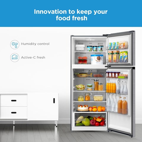 Midea 580L Gross Top Mount Double Door Refrigerator MDRT580MTE46, 2 Doors Frost Free Fridge Freezer with Smart Sensor &amp; Humidity Control, Active-C Fresh, Multi-Air Flow, Electronic Silver, Large
