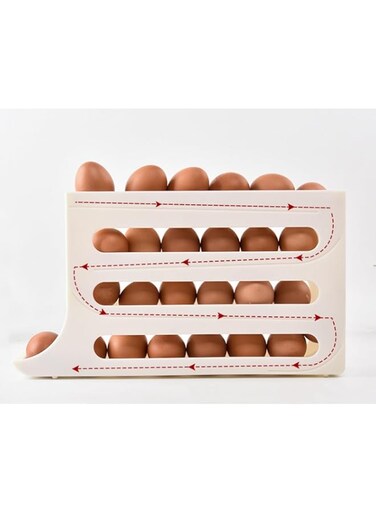SKEIDO egg crisper automatic refilling egg box, egg refrigerator storage box egg slope roll-down automatic replenishment refrigerator organization and storage box (4 layers can hold 30 pieces)