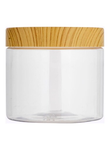 Round Air-Tight PET Jar, 400ml Plastic Container, RF10506 Transparent Storage Jar BPA-Free Container for Display, Pantry, Home &amp; Kitchen Storage CLEAR,BEIGE