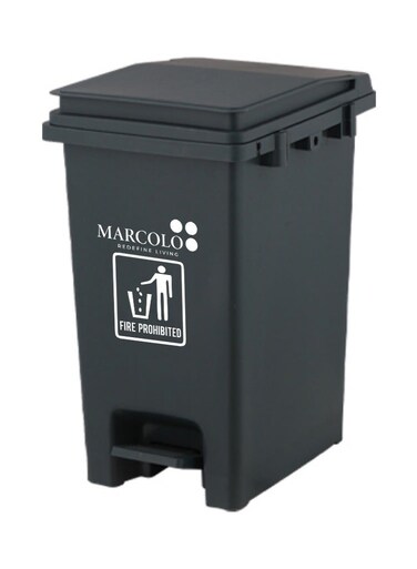 30L Pedal Dustbin &acirc;&euro;&ldquo; Large &amp; Durable Polypropylene Trash Bin with Foot Pedal and Secure Lid &acirc;&euro;&ldquo; Hygienic Waste Bin for Home, Kitchen, or Commercial Use (Grey)