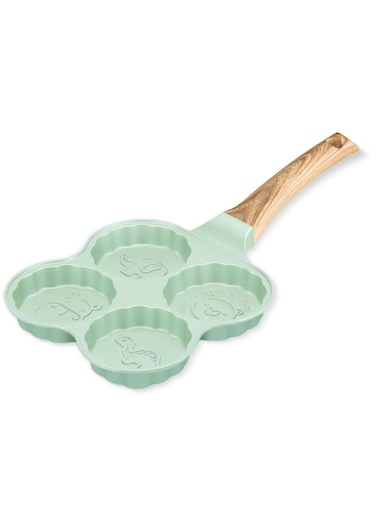 Nonstick Pancake Pan with 4 Animal Patterns Molds, PFOA-Free Mini Pancake Griddle &amp; Crepe Maker for Kids, Breakfast Egg Pan Suitable for Induction, Gas, Electric Cooktops, Green