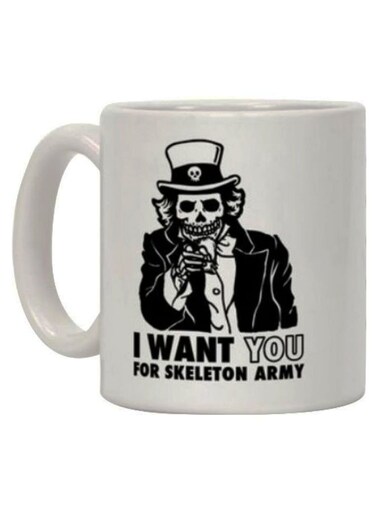 Want You To Join Skeleton Army Printed Coffee Mug White/Black