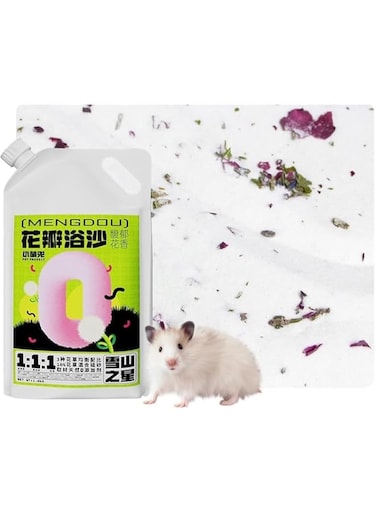 Hamster bath sand, natural dust-free toilet sand, clean litter box for small animals Guinea Pig chinchilla plant odor deodorization, small pet sand (white mouth bag (1.6kg))