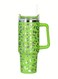 LLC 40 oz Tumbler with Handle Leopard Stainless Steel Thermos Mug Coffee Cup Outdoor Car Mug Sports Travel Stainless Steel Tumbler (Green)
