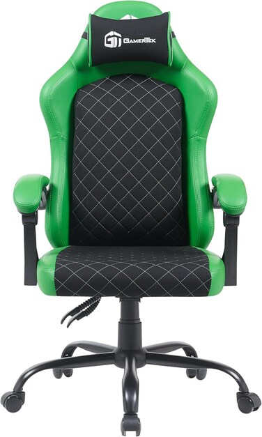 GamerTek Vanguard Gaming Chair - Green Edition, Ergonomic and Durable Gaming Chair