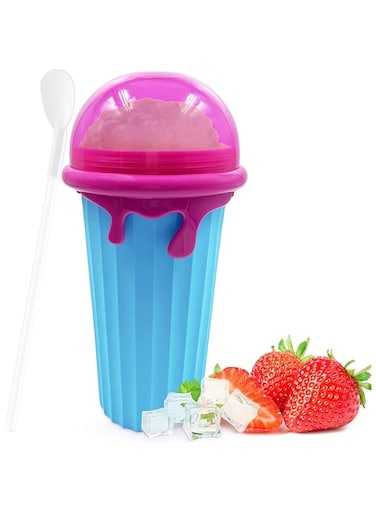 SYOSI Slushy Maker Ice Cup, Travel Portable Double Layer Silica Cup Pinch Cup Hot Summer Cooler Smoothie Silicon Cup Pinch into Ice Children's Adult Slushy Ice Cup
