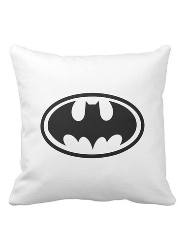 Piece Batman Printed Pillow White/Black 40x40centimeter