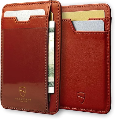 Vaultskin BRIXTON Slim Card Holder with ID Window - Minimalist Front Pocket Leather Wallet with RFID Protection for Men and Women
