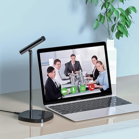 Porodo Desktop Tiltable USB Microphone with USB-C Data Cable - Black