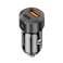 Porodo 50W Dual Port Car Charger, 20W Power Delivery, Simultaneous Fast Charging, 30W Quick Charge, Multi Protection, Carbon Fiber Print, Lightweight &amp; Portable - Black
