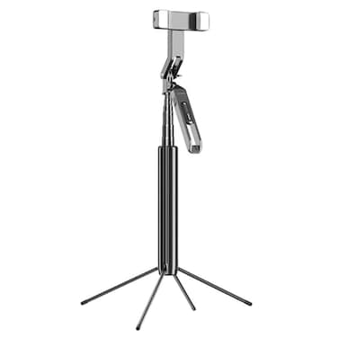 عصا سيلفي بورودو، 185 سم قابلة للتمديد، حامل ثلاثي القوائم بأربعة أرجل، جهاز تحكم عن بعد - أسود