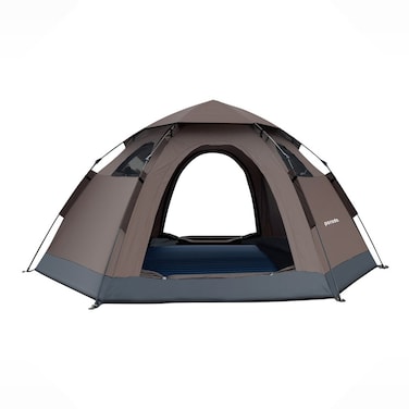 Porodo Lifestyle 4 Person Easy Pop Up Automatic Camping Tent 2000MM - Light Brown