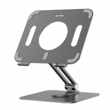 حامل الكمبيوتر اللوحي بورودو مع حامل من سبائك الألومنيوم وزاوية قابلة للتعديل ودوران 360 درجة - رمادي