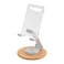 Porodo Rotating Transparent Mobile &amp; Tablet Stand, 360&deg; Rotable, Adjustable Angle, Compatible with 4&quot;-11&quot; Devices, Acrylic + ABS + Beechwood + Silicone, Folding Design, 191g Weight, White
