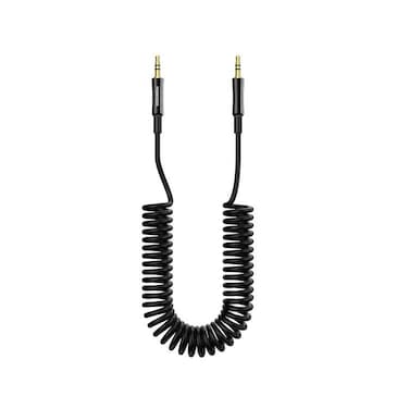 Porodo 3.5mm AUX to 3.5mm AUX Coiled Audio Cable, 1.2m Length, Tangle-Free Design, Auto-Retract Feature, High-Quality Sound, Universal Compatibility, Black
