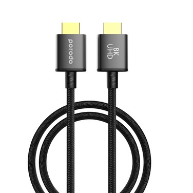 Porodo Braided HDMI Ultra HD Cable 8K @ 60Hz, 4K @ 120Hz, High-Grade Connectors, High-Speed Streaming, 48Gbps Bandwidth, 3m Cable Length, HDMI Version 2.1 - Black
