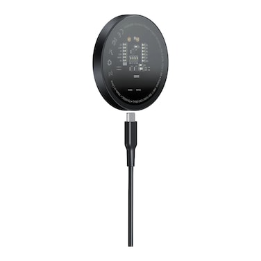 Porodo MagSafe-Compatible Charger, 1.2M TPU Cable, Strong Magnetic Hold, Transparent Design, Multi-Device Compatibility, Fast &amp; Secure Wireless Charging &ndash; Black
