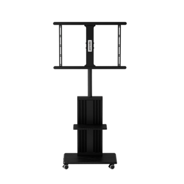 Porodo TV Stand Dynamic Swivel &amp; Tilt, Floor TV Stand Trolley for 32&rdquo; to 75&rdquo; LCD LED Flat Curved Screen Tilt Height Adjustable TV Stand Mounted with 4 Wheels, Media Shelves Management - Black
