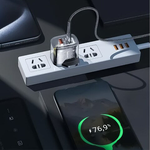Porodo PD 20W + QC 18W Dual Output Transparent Quick Charger - Black