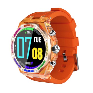 Porodo Cristallo AP Smartwatch, 1.43&rdquo; AMOLED Display, 128MB Memory, 260mAh Battery, IP67 Water Resistance, Bluetooth Calling, Activity Tracker, Health Monitoring - Orange