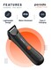 Porodo Lifestyle Sensitive Parts Hair Trimmer Ergonomic Grip Design, Type-C Charging, Lightweight Design, IPX5 Water-Resistant, 80 Mins Battery Life, Washable, Ergonomic No-Slip Handle - Black