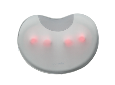 Porodo LifeStyle Lumbar Massage Pillow Headrest Area 2600mAh Small Massage Head Shiatsu Kneading Hot Compress Ergonomic Chair Strap Multiple Modes Heat &amp; Air Wave pulses Auto Timer