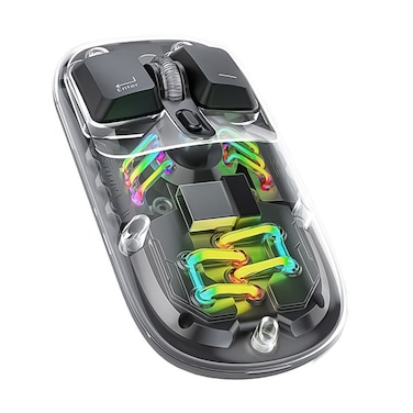 Porodo 1600 DPI Transparent Mouse 2.4G and Bluetooth Dual Mode - Black