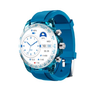 Porodo Raytona Smart Watch for Android &amp; iOS, 1.43&rdquo; AMOLED Touch Display, Wireless Charging, Bluetooth Calling, Health Monitoring, Multiple Sport Modes, 260mAh Battery - Blue