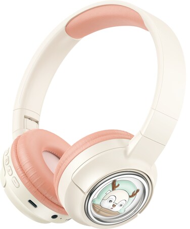 Porodo Soundtec Moose Wireless Kids Headphone, Child-Friendly Controls, 85dB Safe Sound, 400mAh Battery, 20H Playtime, Type-C Charging, V5.3 Bluetooth, 10m Transmission Distance - Pink
