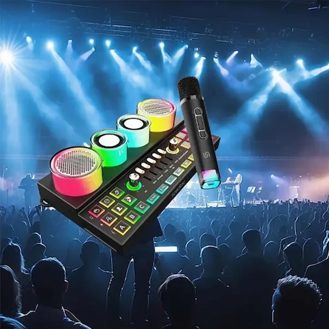 جهاز مزج الصوت ومكبر الصوت متعدد المنصات من Audiolink، بورودو ساوندتيك - أسود