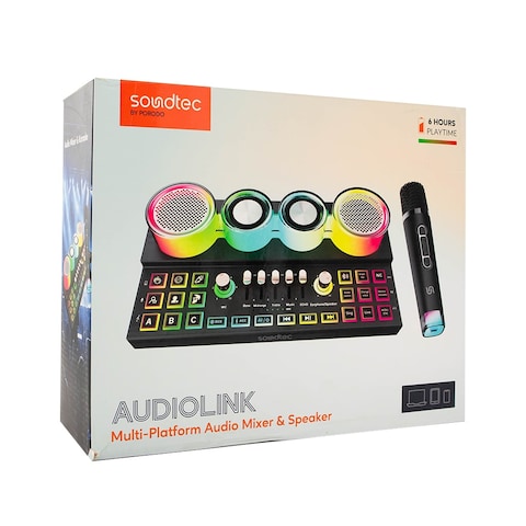 جهاز مزج الصوت ومكبر الصوت متعدد المنصات من Audiolink، بورودو ساوندتيك - أسود