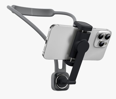 Porodo Smartphone Neck Mount, Hands-Free POV Recording, Magnetic Latch, U-Shaped Design, Secure Attachment, Ideal for Vlogging, Travel, and Daily Use, Black
