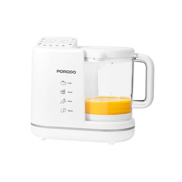 Porodo 7-in-1 Baby Food Processor, 700W Heating Power, 120W Blender Function, 900mL Blending Jug, Auto-Clean, Sterilizing, Steam Cooking, 280mL Water Tank, White
