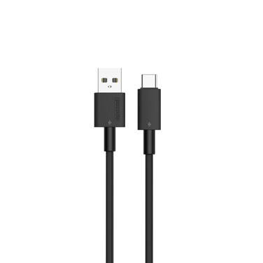 Porodo USB-A QC to Type-C PVC Cable 1.2m Tangle Free, Fast Charging &amp; Data Transfer, +15000 Bends Lifespan, Lightweight &amp; Portable Compatible with Smartphones, Earbuds (Black)
