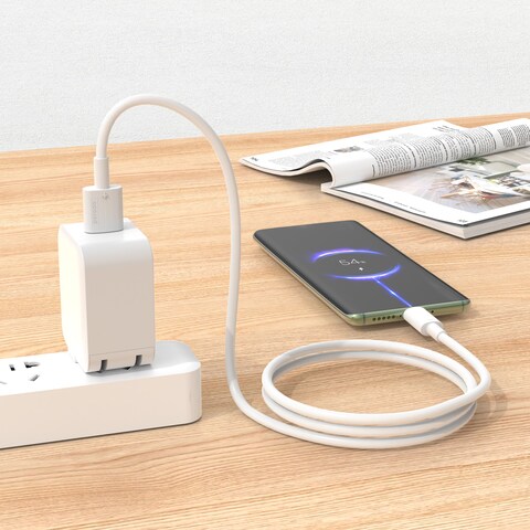 كابل بورودو USB-A QC إلى Type-C من PVC بطول 1.2 متر خالٍ من التشابك، شحن سريع ونقل بيانات، عمر افتراضي +15000 انحناء، خفيف الوزن وسهل الحمل، متوافق مع الهواتف الذكية وسماعات الأذن (أبيض)
