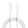 Porodo USB Type-C to Lightning Head Fast Charging Cable, 27W PD, 3 Meters PVC Cable, 480Mbps Data Transfer Speed, Over 15000 Bends, Tangle Free, High-Graded Copper (White)