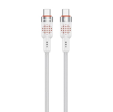 كابل Porodo المضفر Type-C إلى Type-C، طول 1.2 متر، 60 وات شحن سريع، نقل بيانات بسرعة 480 ميجابت في الثانية، مواد ألومنيوم سبيكة وكابل منسوج، تصميم خالي من التشابك، أبيض
