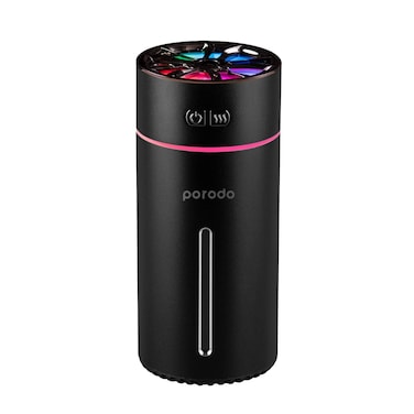 Porodo Lifestyle Portable Air Diffuser, 300mL Water Tank, 900mAh Battery, 30-50mL/h Spray Volume, 4-8 Hours Working Time, Type-C Charging, LED Lighting, Lavender Essential Oil, Black
